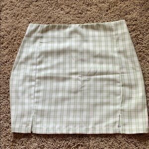green and white plaid skirt